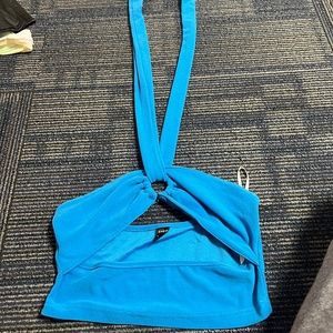 Blue Shein Halter Crop Top